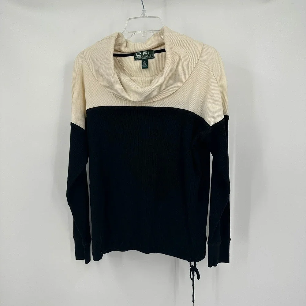 Lauren Ralph Lauren Womens Mnimalist Cowl Neck Top Sz M Preppy Old Money Sporty